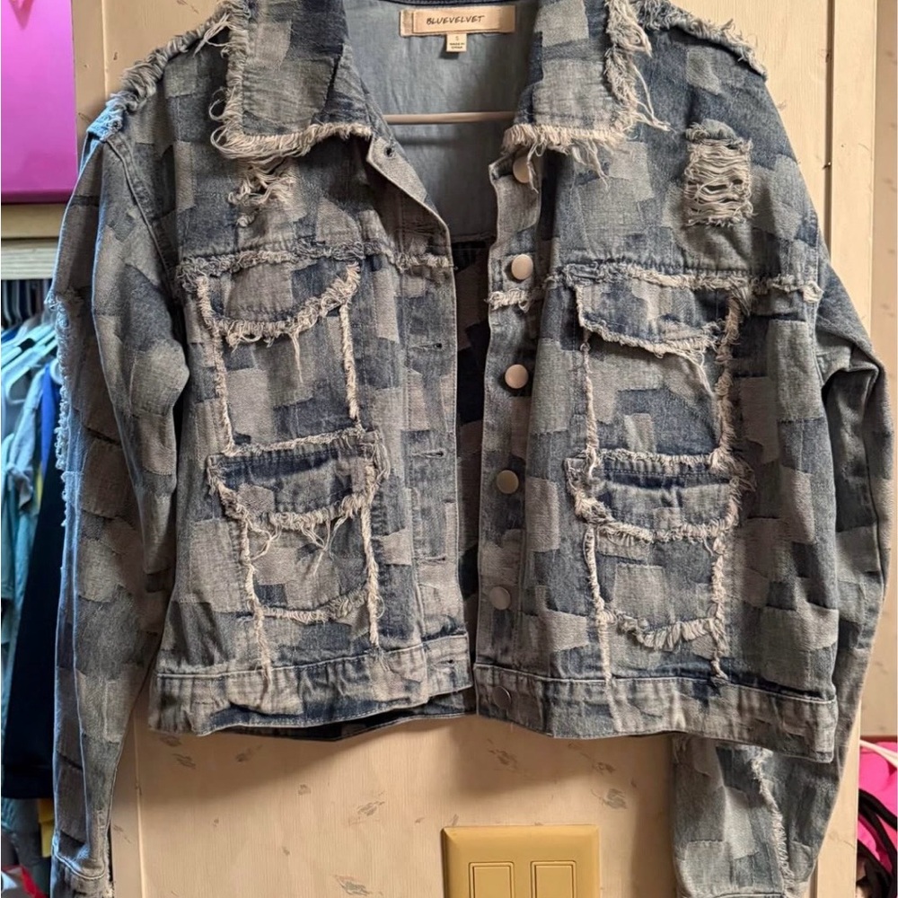 Blue Distressed Denim Jacket